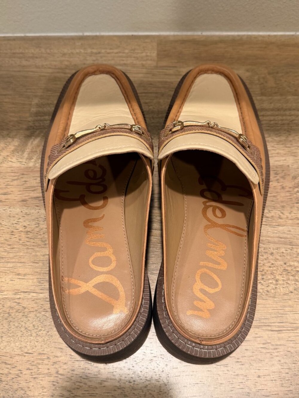 Sam Edelman Lennon Tan Brown Leather Bit Platform Mules Clogs Size 9 - Picture 4 of 5